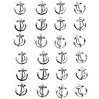 Logbuch-Verlag 24 pequeños colgantes de ancla- 2-5 cm- plateados- piezas de metal con ojal- ancla colgante para cadenas…